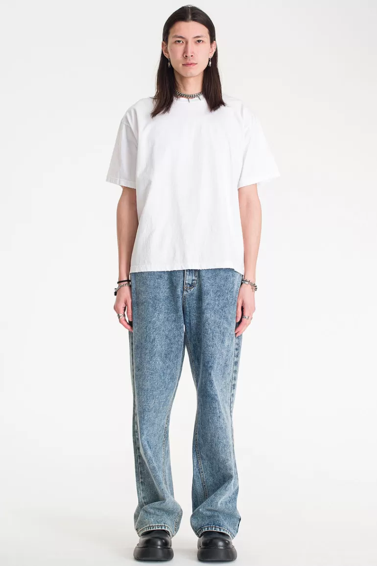 Men Olive Clothing Menswear | Distressed Box Tee, White