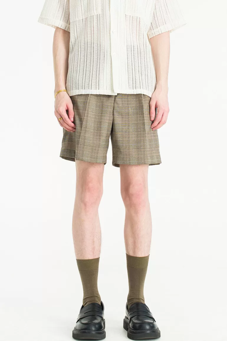 Men Olive Clothing Menswear | Edgar Shorts, Glen Plaid
