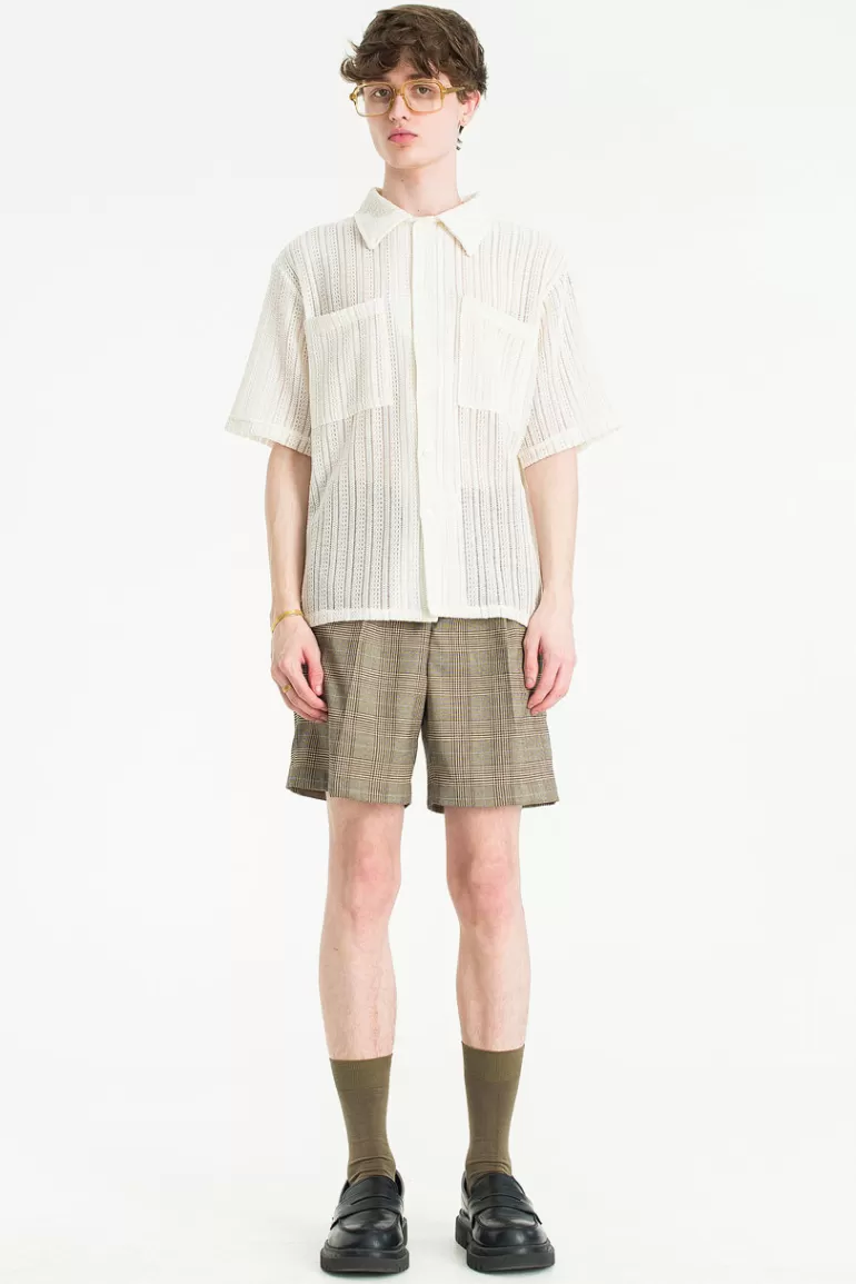 Men Olive Clothing Menswear | Edgar Shorts, Glen Plaid