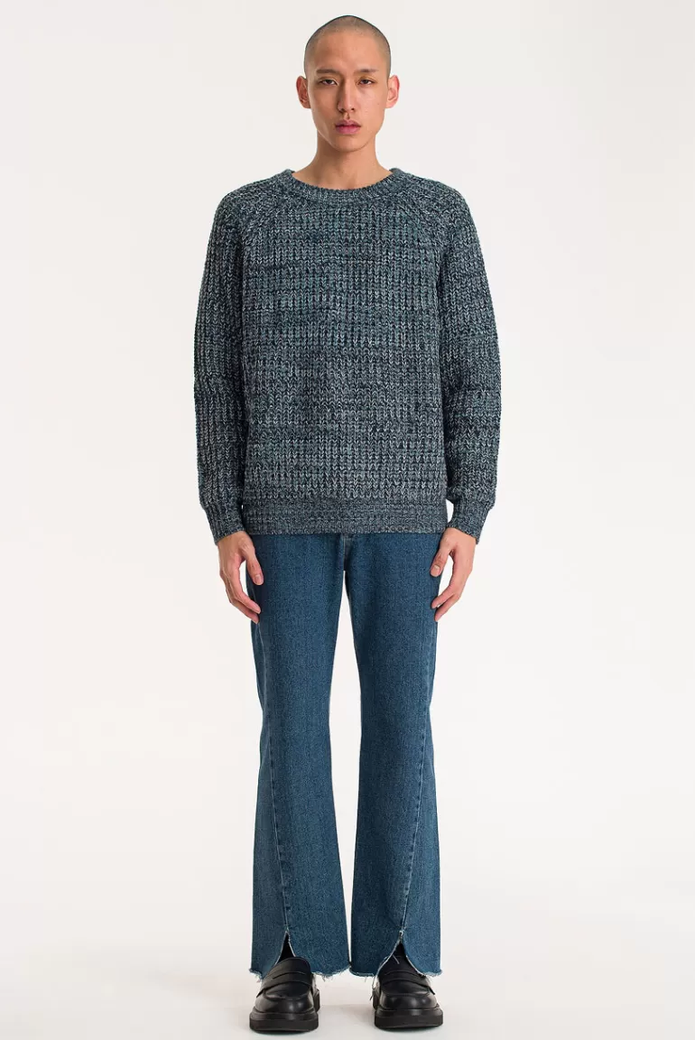 Men Olive Clothing Menswear | Hachi Two-Tone Jumper, Blue