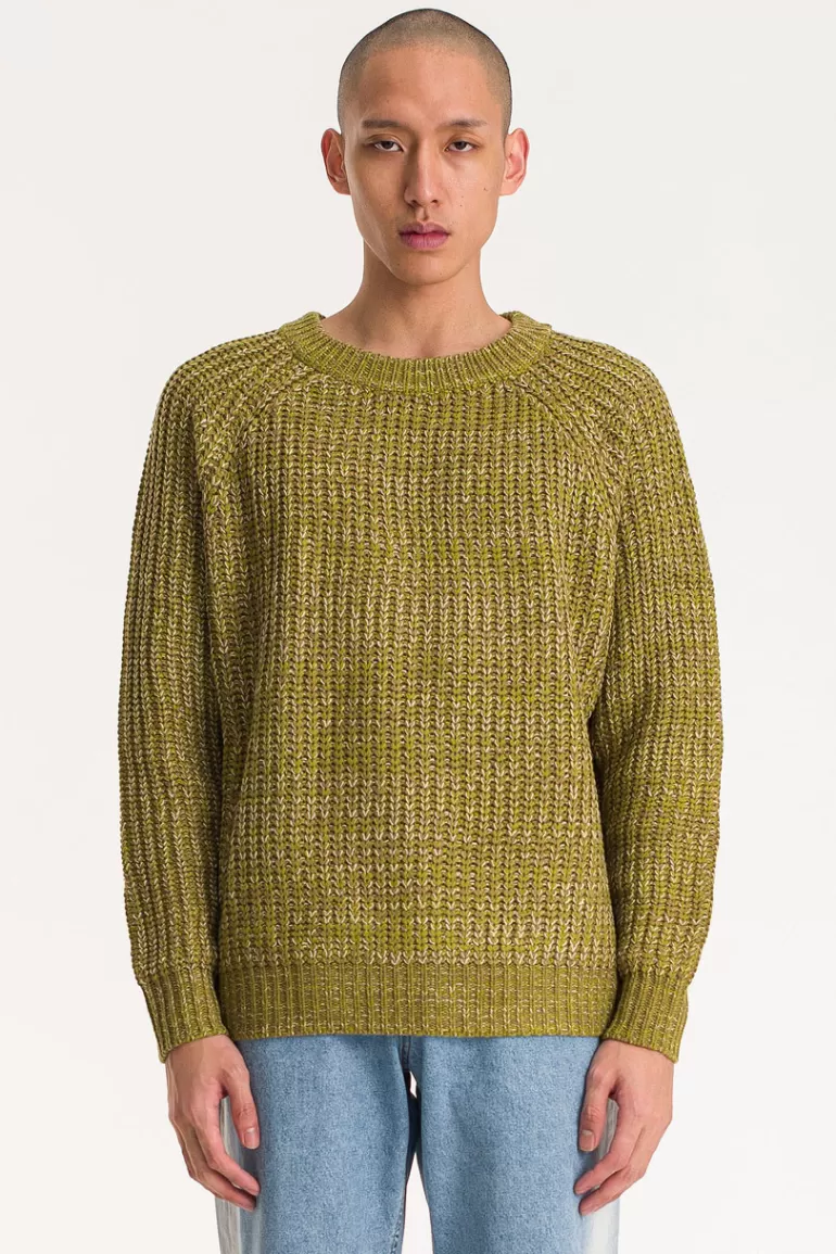 Men Olive Clothing Menswear | Hachi Two-Tone Jumper, Green