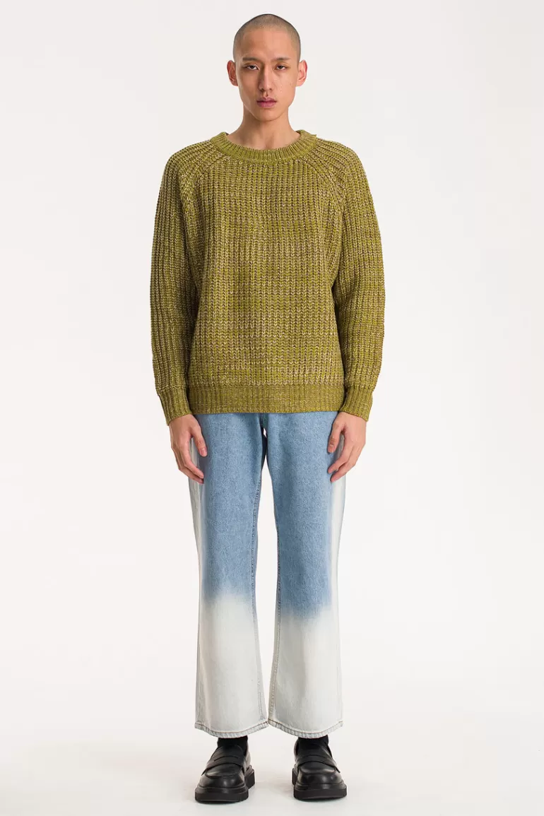 Men Olive Clothing Menswear | Hachi Two-Tone Jumper, Green