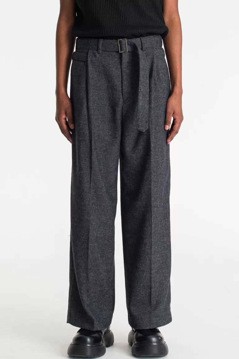 Men Olive Clothing Menswear | Henri Belted Trousers, Navy