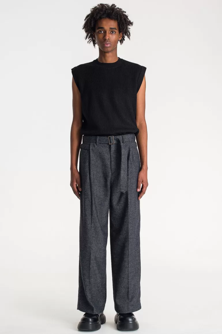 Men Olive Clothing Menswear | Henri Belted Trousers, Navy