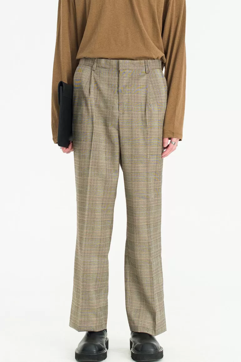 Men Olive Clothing Menswear | Henry Slacks, Glen Plaid