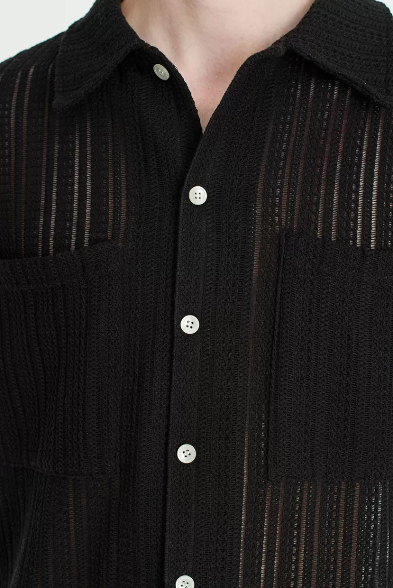 Men Olive Clothing Menswear | Keijin Lace Shirt, Black