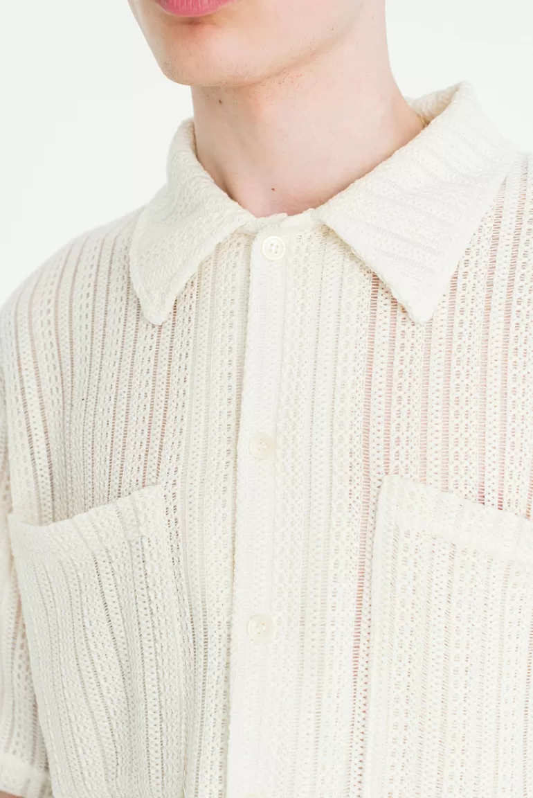 Men Olive Clothing Menswear | Keijin Lace Shirt, Cream