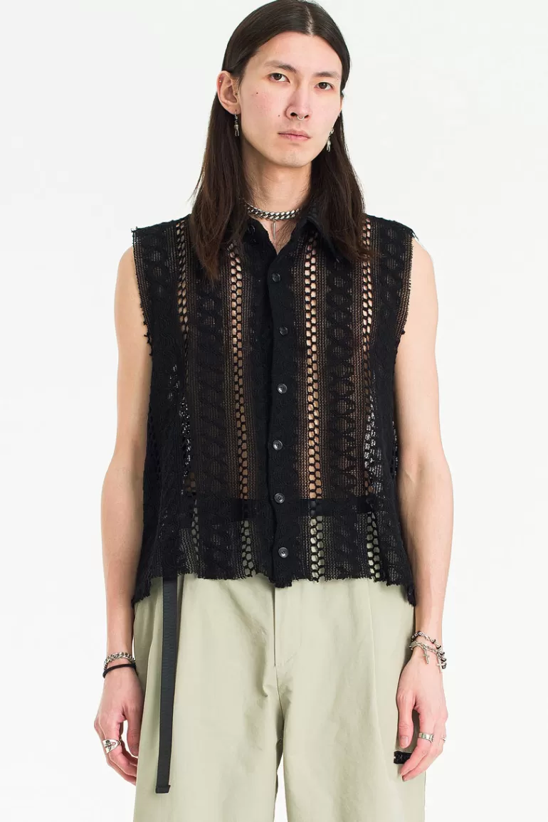 Men Olive Clothing Menswear | Kiru Lace Shirt, Black