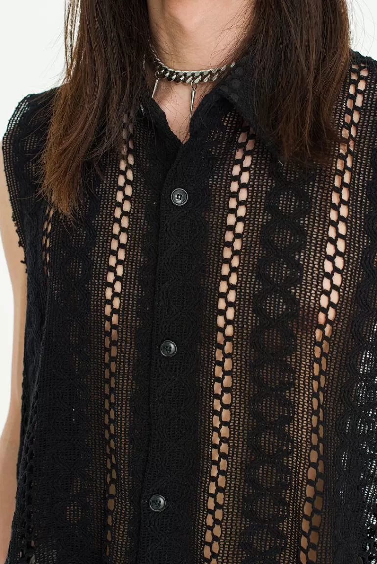 Men Olive Clothing Menswear | Kiru Lace Shirt, Black