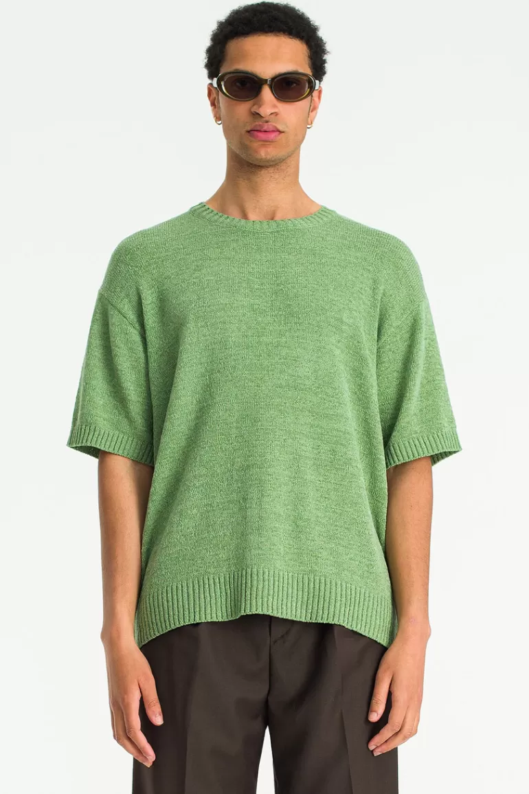 Men Olive Clothing Menswear | Knitted T-Shirt, Green