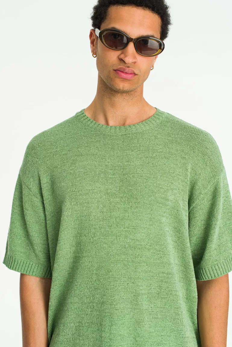 Men Olive Clothing Menswear | Knitted T-Shirt, Green