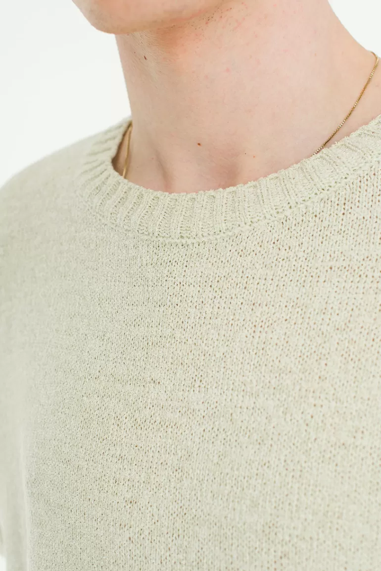 Men Olive Clothing Menswear | Knitted T-Shirt, Pearl Grey