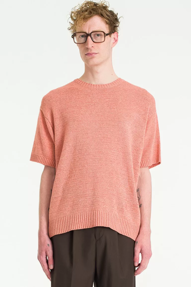 Men Olive Clothing Menswear | Knitted T-Shirt, Pink