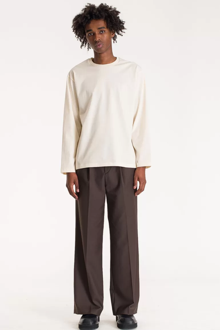 Men Olive Clothing Menswear | Long-Sleeved Tee, Cream