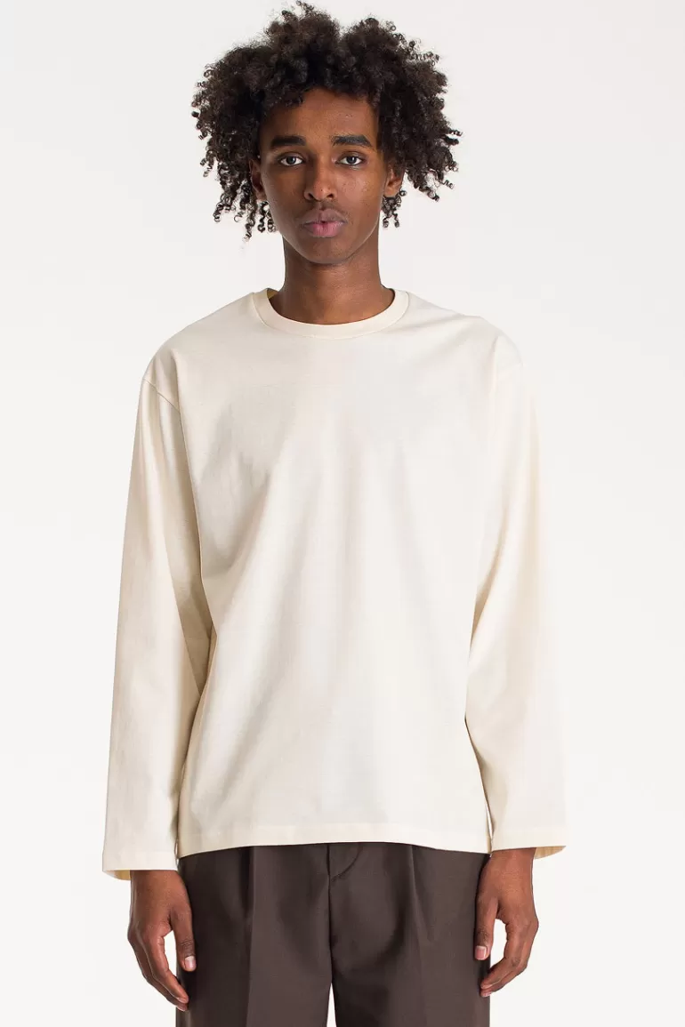Men Olive Clothing Menswear | Long-Sleeved Tee, Cream