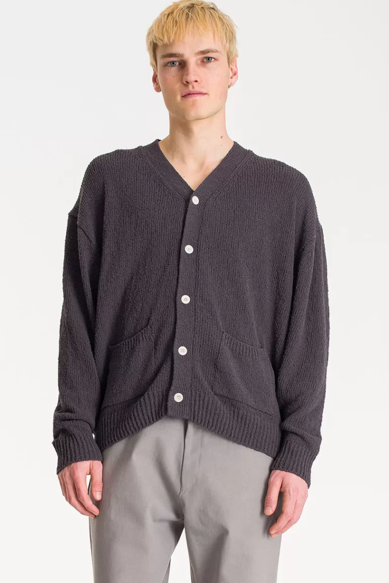 Men Olive Clothing Menswear | Loose Cardigan, Charcoal