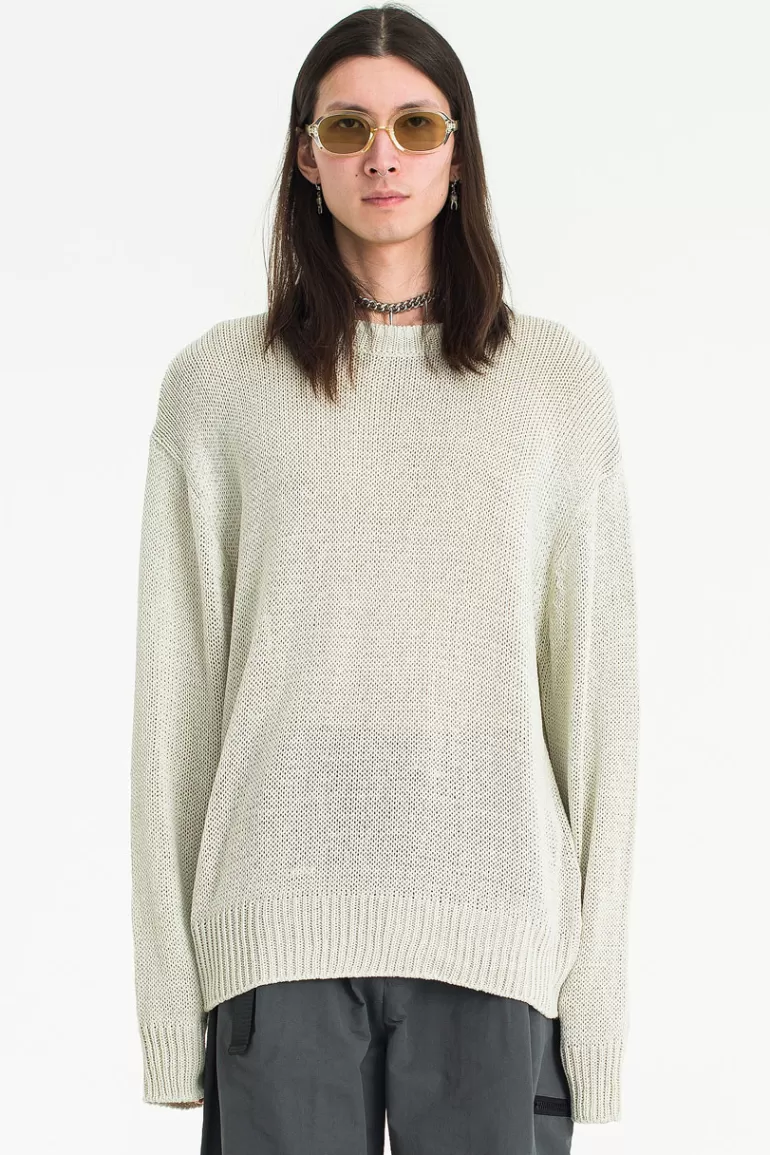 Men Olive Clothing Menswear | Low Gauge Summer Knit, Pearl Grey