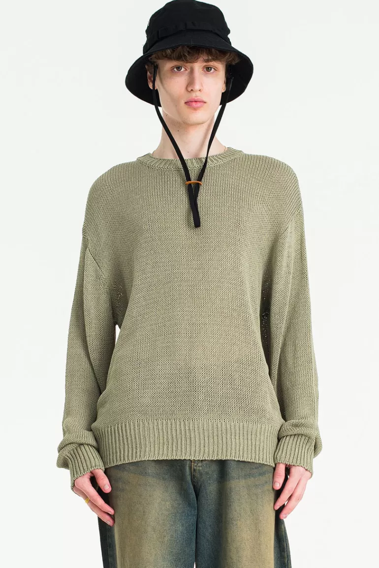 Men Olive Clothing Menswear | Low Gauge Summer Knit, Sage