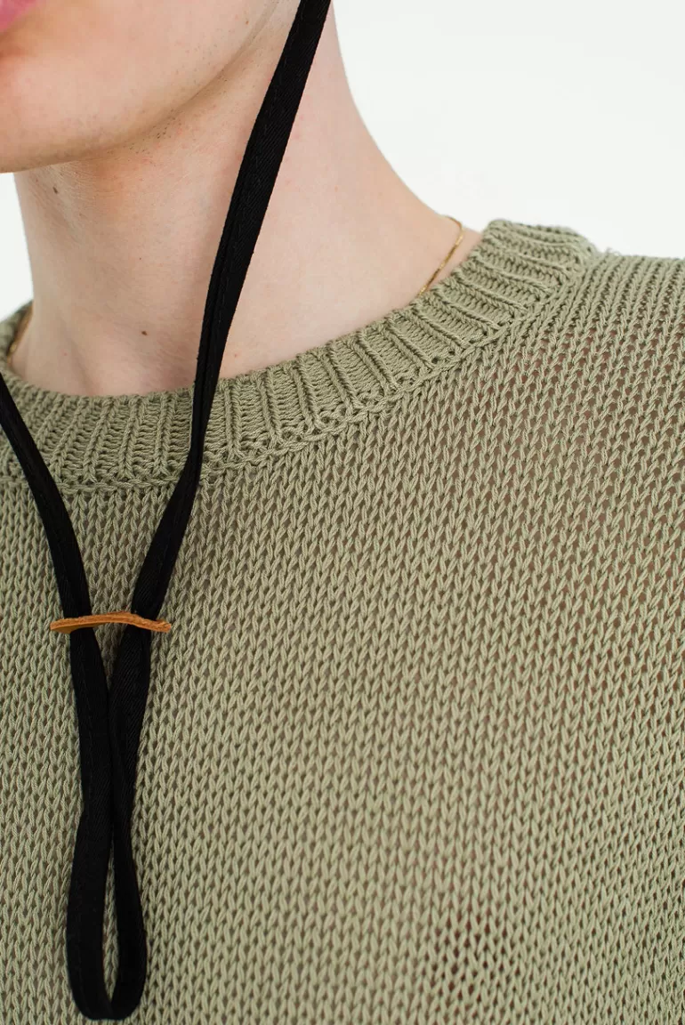 Men Olive Clothing Menswear | Low Gauge Summer Knit, Sage