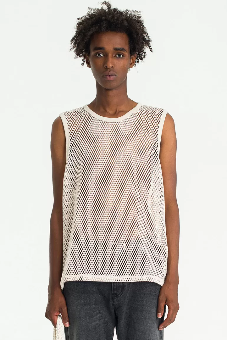 Men Olive Clothing Menswear | Mesh Vest, Beige