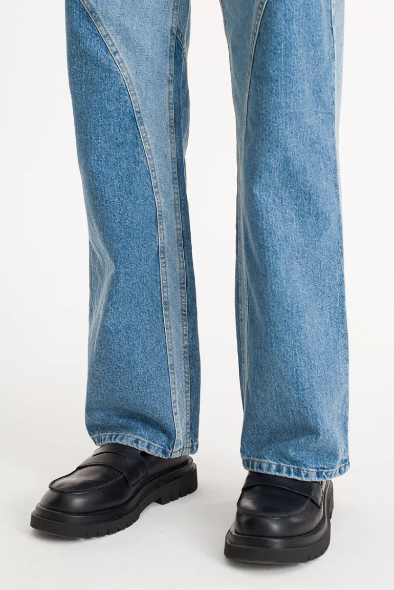 Men Olive Clothing Menswear | Panel Jeans, Blue