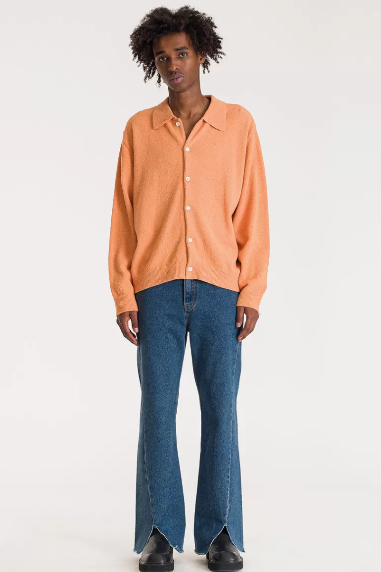 Men Olive Clothing Menswear | Polo Cardigan, Orange