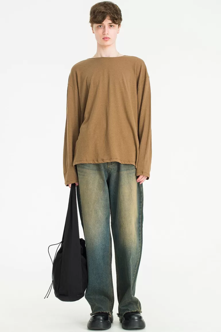 Men Olive Clothing Menswear | Soft-Touch Long Sleeve Tee, Chestnut