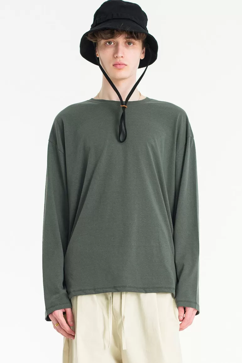 Men Olive Clothing Menswear | Soft-Touch Long Sleeve Tee, Green