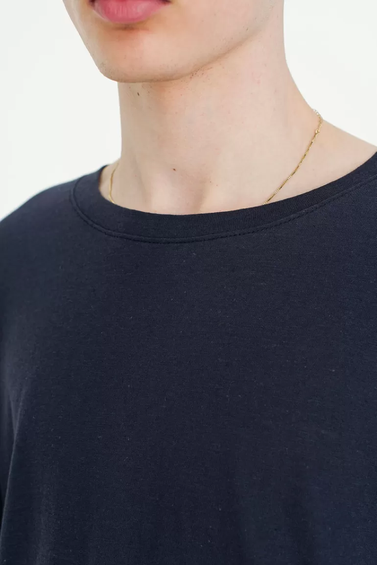 Men Olive Clothing Menswear | Soft-Touch Long Sleeve Tee, Navy
