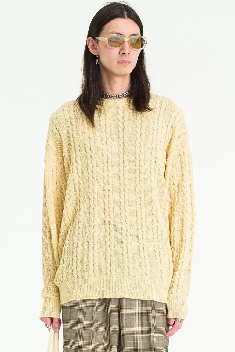 Men Olive Clothing Menswear | Summer Cable Knit, Yellow