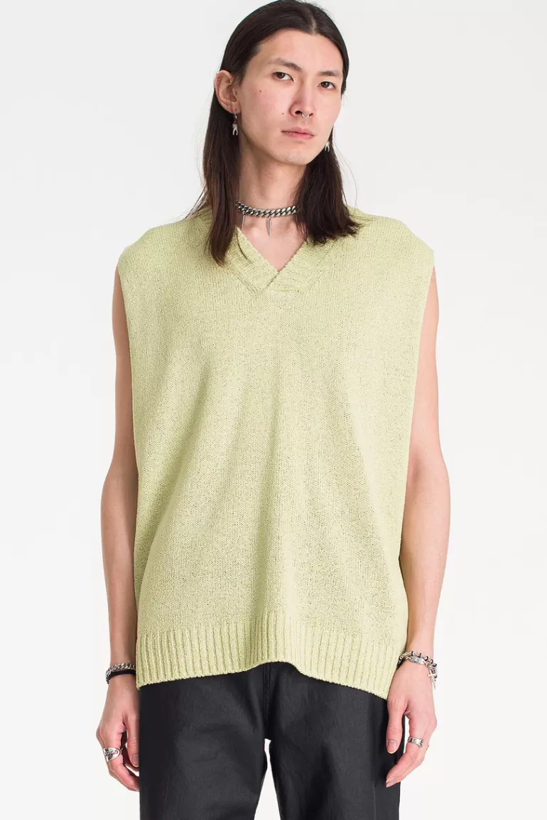 Men Olive Clothing Menswear | Summer Knit Vest, Green