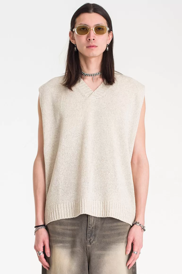 Men Olive Clothing Menswear | Summer Knit Vest, Oatmeal