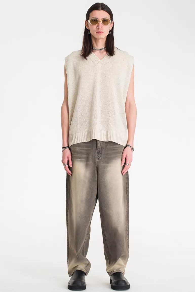 Men Olive Clothing Menswear | Summer Knit Vest, Oatmeal