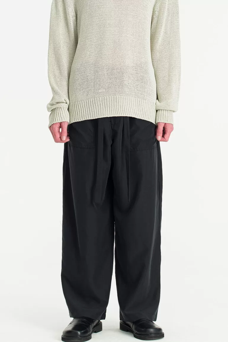 Men Olive Clothing Menswear | Tencel Wide Pants, Black