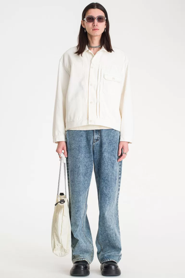 Men Olive Clothing Menswear | Trucker Box Jacket, White