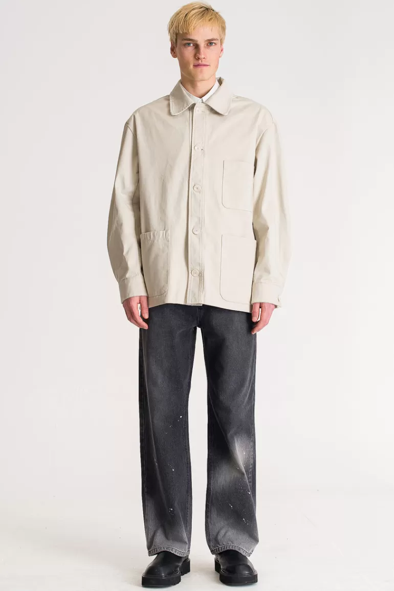 Men Olive Clothing Menswear | Twill Workwear Jacket, Stone