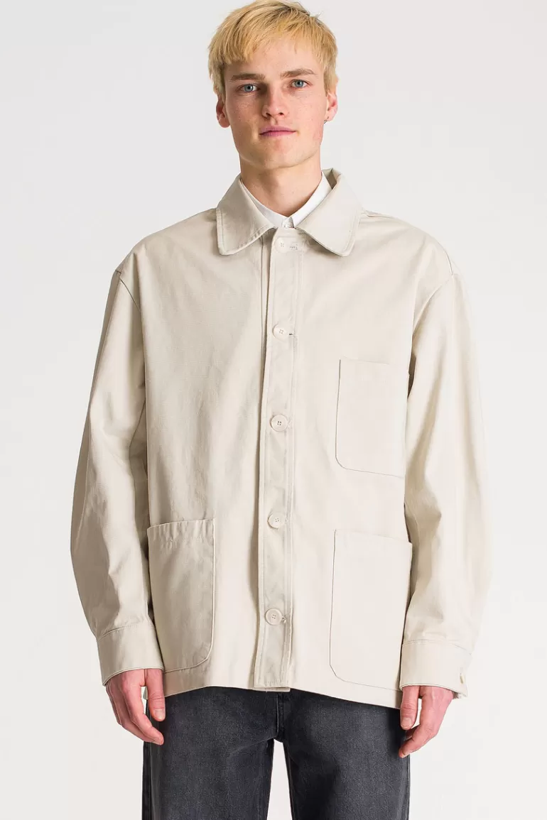 Men Olive Clothing Menswear | Twill Workwear Jacket, Stone