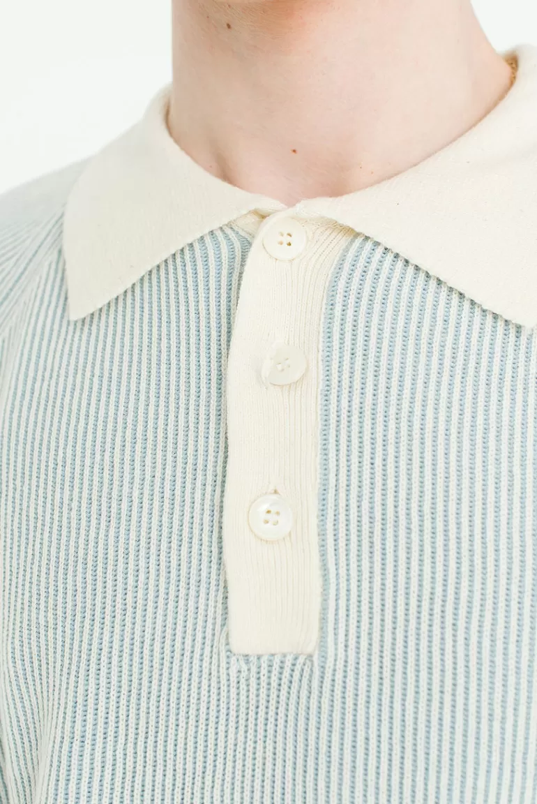 Men Olive Clothing Menswear | Two-Tone Polo, Blue