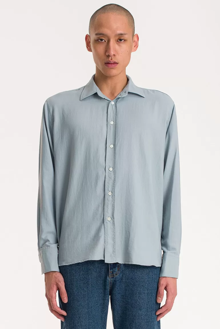 Men Olive Clothing Menswear | Viscose Shirt, Blue