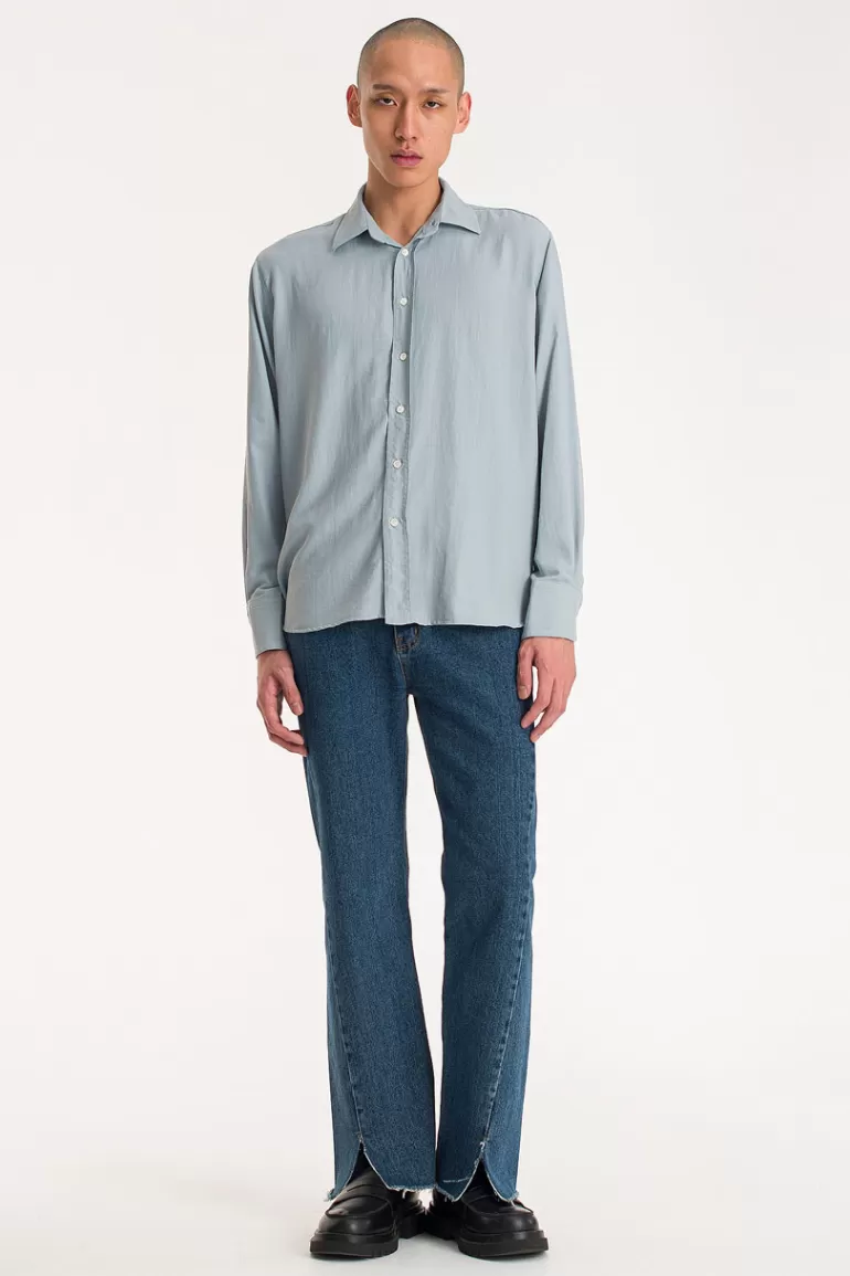 Men Olive Clothing Menswear | Viscose Shirt, Blue