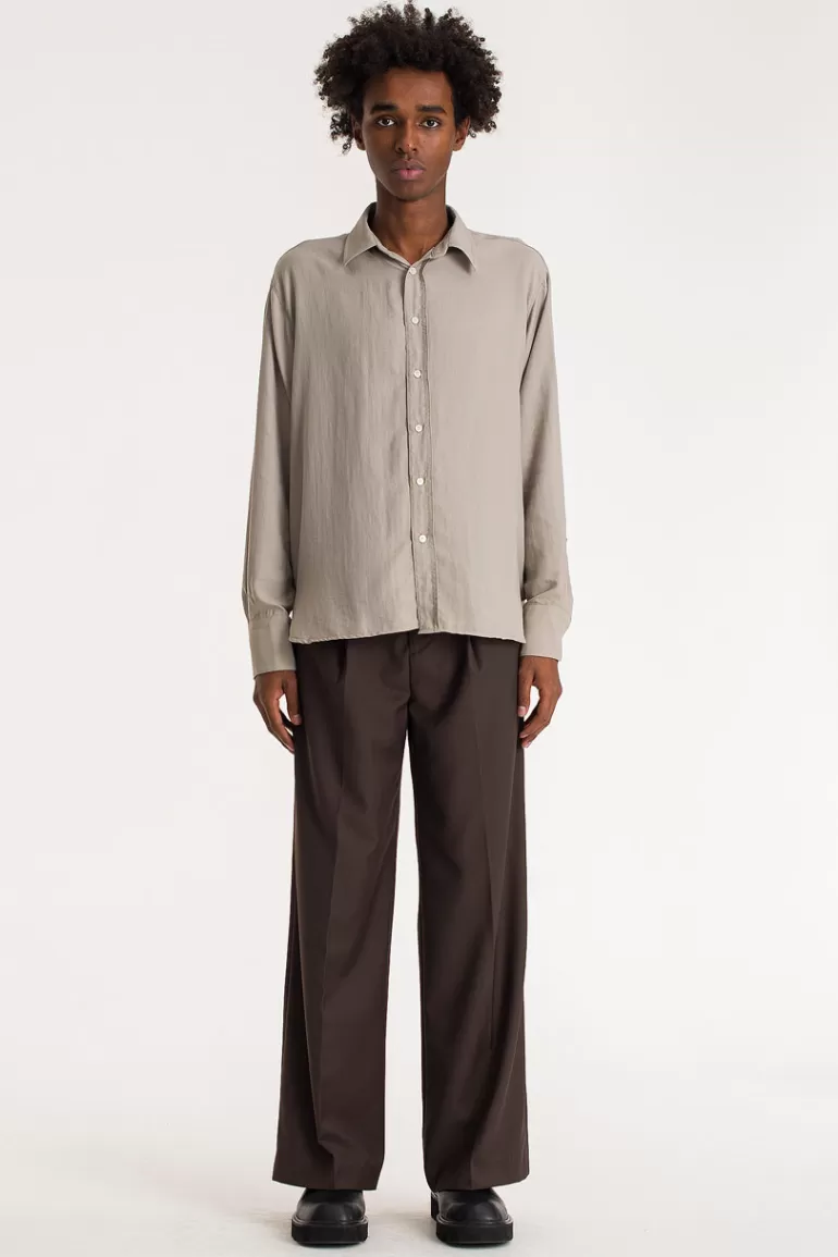 Men Olive Clothing Menswear | Viscose Shirt, Sage Grey