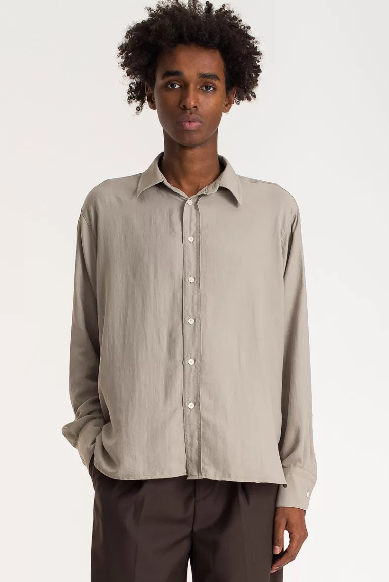 Men Olive Clothing Menswear | Viscose Shirt, Sage Grey
