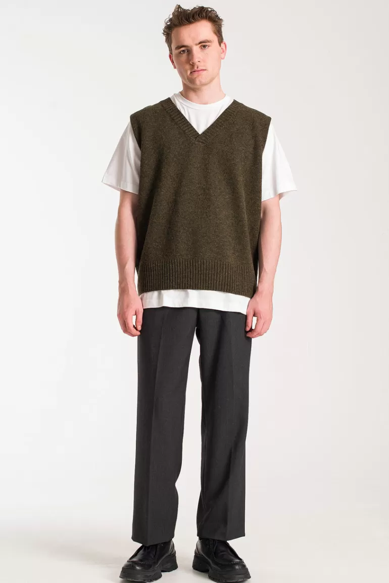 Men Olive Clothing Menswear | Wool Knit Vest, Moss