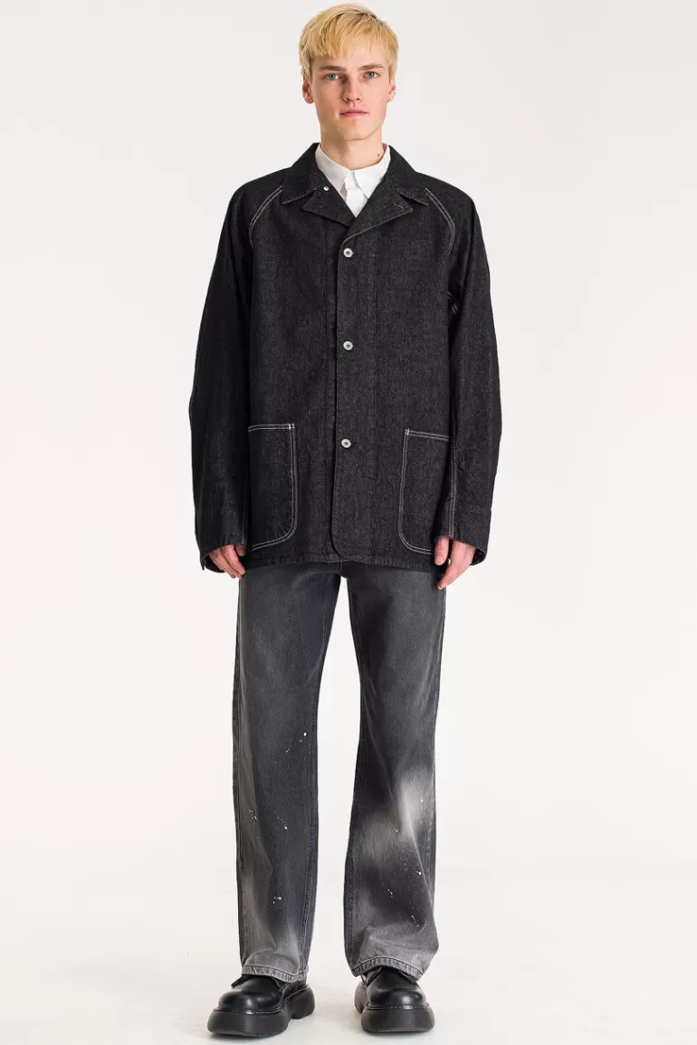 Men Olive Clothing Menswear | Workwear-Style Denim Jacket, Black
