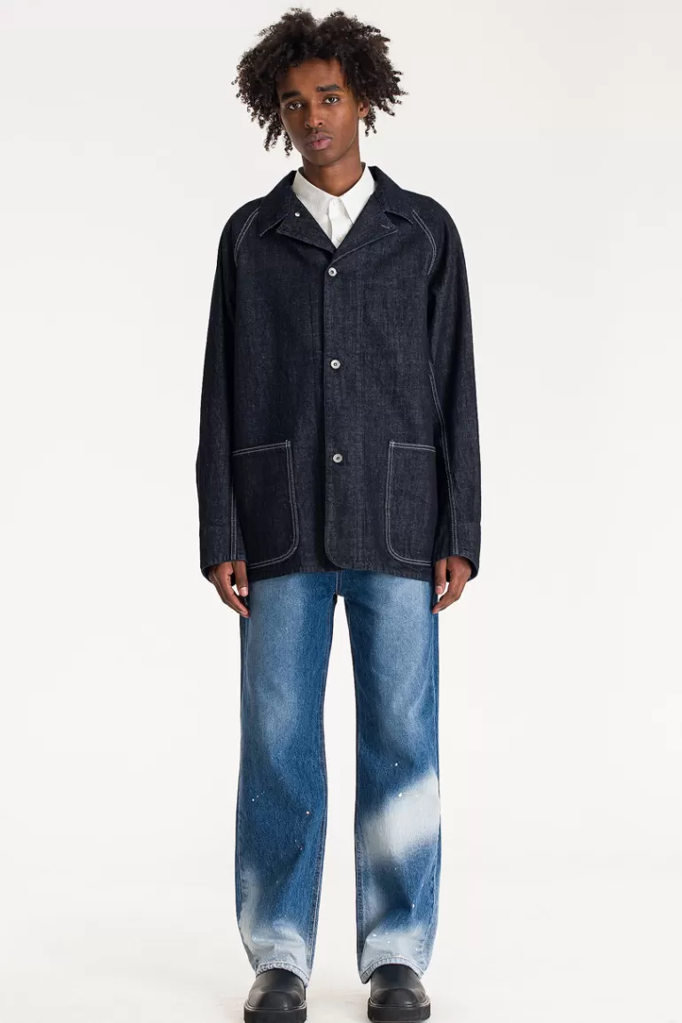 Men Olive Clothing Menswear | Workwear-Style Denim Jacket, Indigo