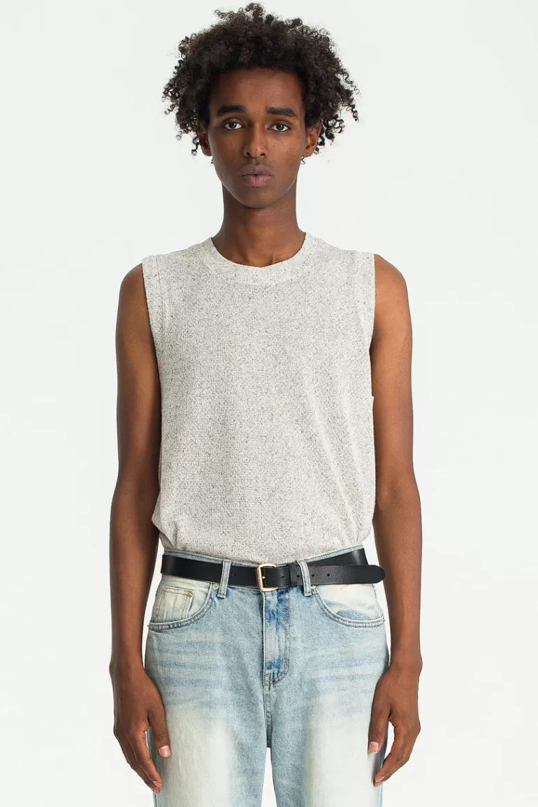 Men Olive Clothing Menswear | Woven Vest, Stone Melange