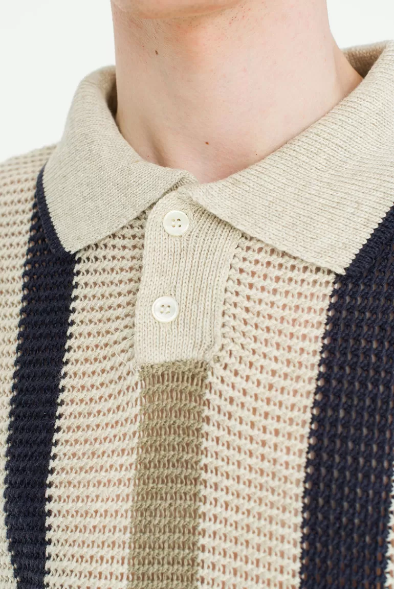 Men Olive Clothing Menswear | Yoto Stripe Polo, Oat