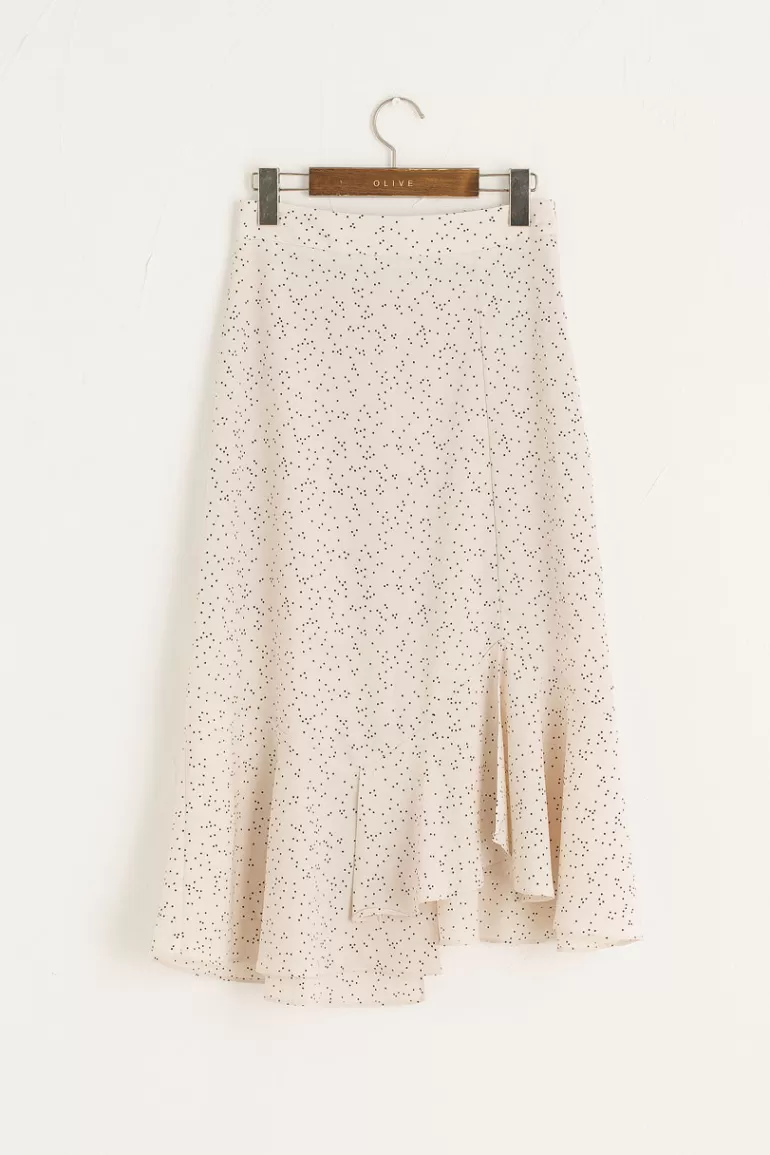 Women Olive Clothing Mia Dot Print Skirt, Ivory