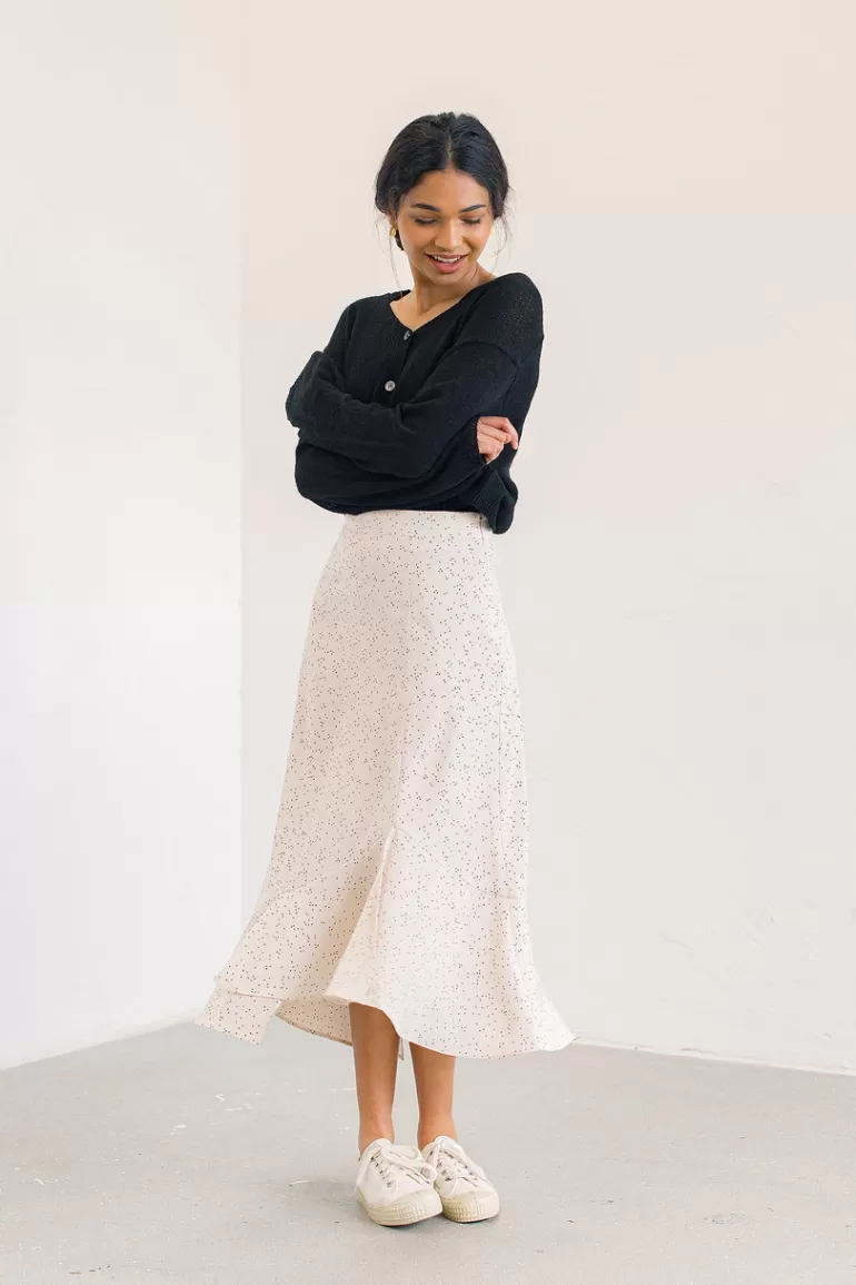 Women Olive Clothing Mia Dot Print Skirt, Ivory