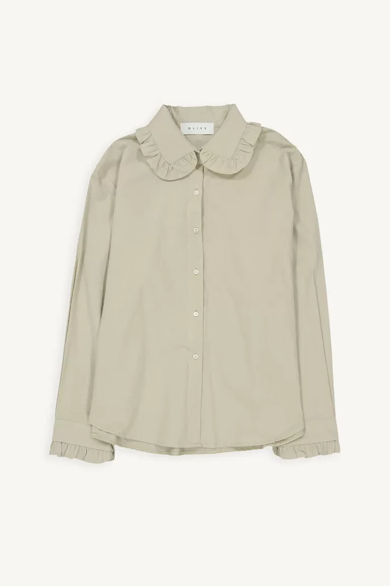 Women Olive Clothing Mimi Frill Blouse, Beige